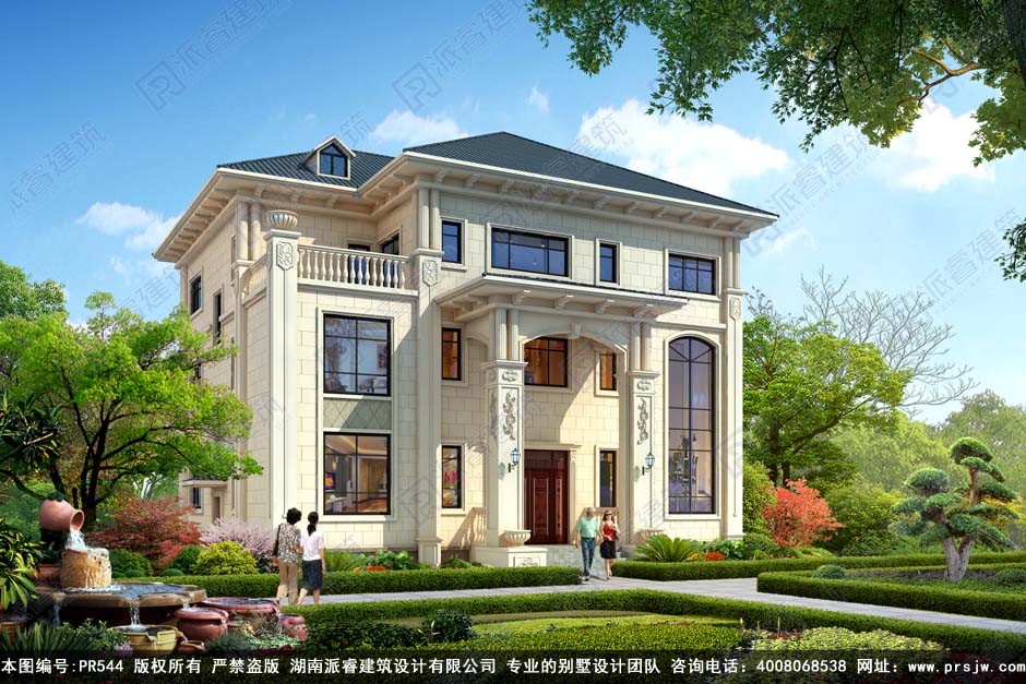 带地下室酒窖的三层农村自建别墅设计效果图pr544首页图(1).jpg