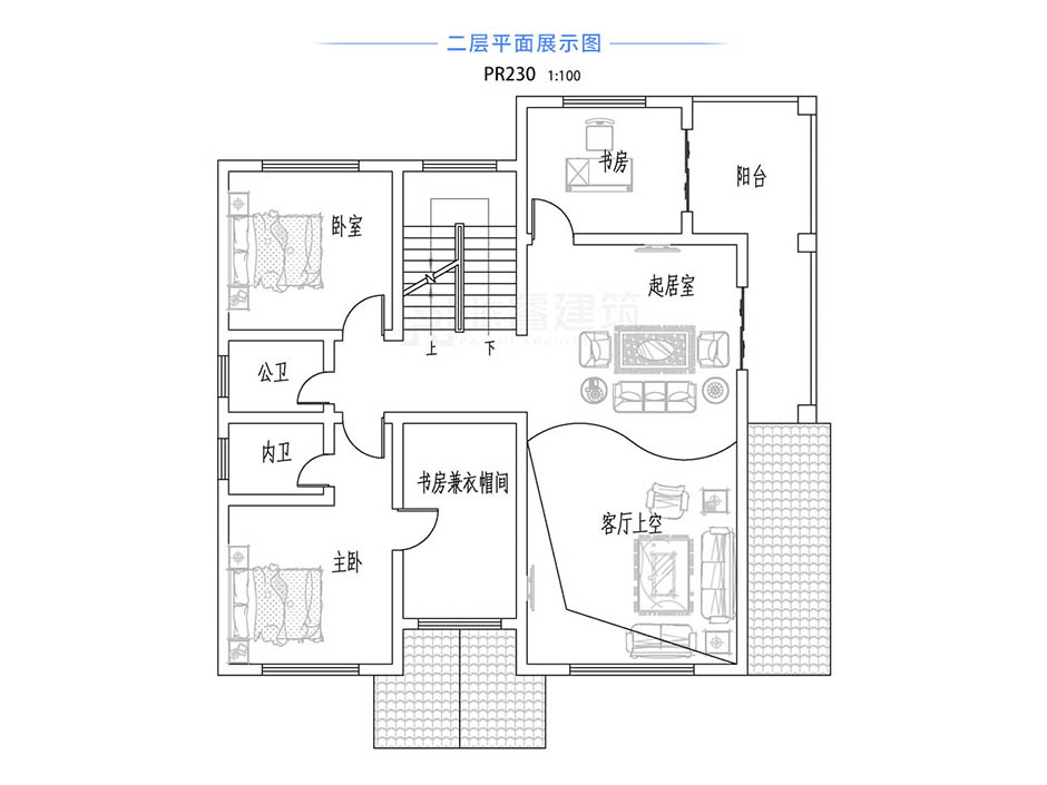 PR230 农村三层复式客厅带错层大露台简欧别墅全套图纸_豪华别墅,新农村别墅,农村自建房设计,派睿建筑