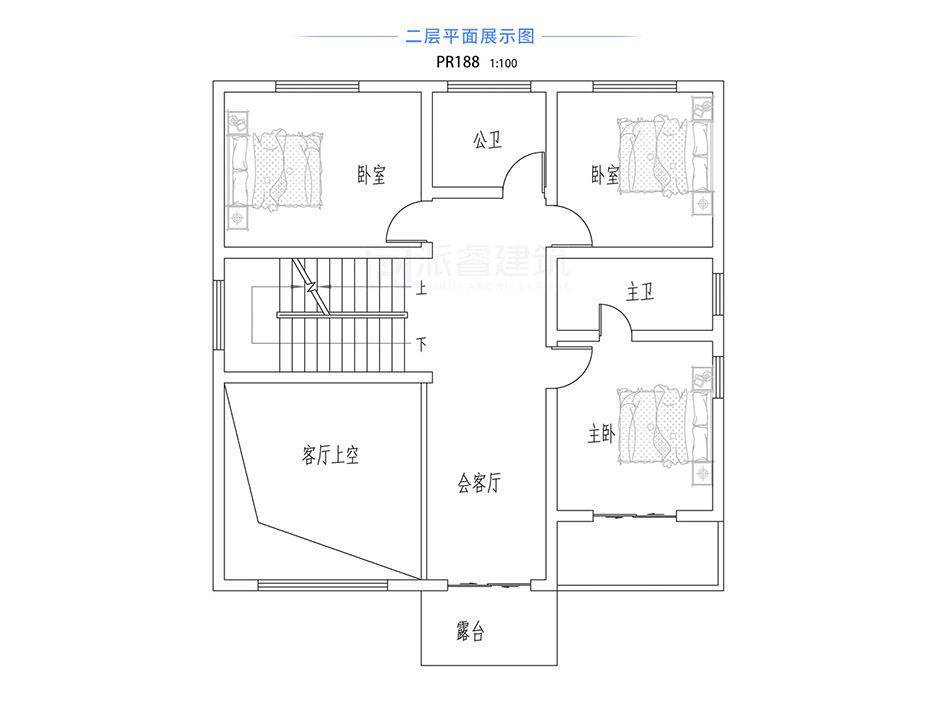 PR188 农村三层欧式别墅复式客厅全套施工图纸,豪华大露台小别墅,新农村别墅,农村自建房设计,派睿建筑
