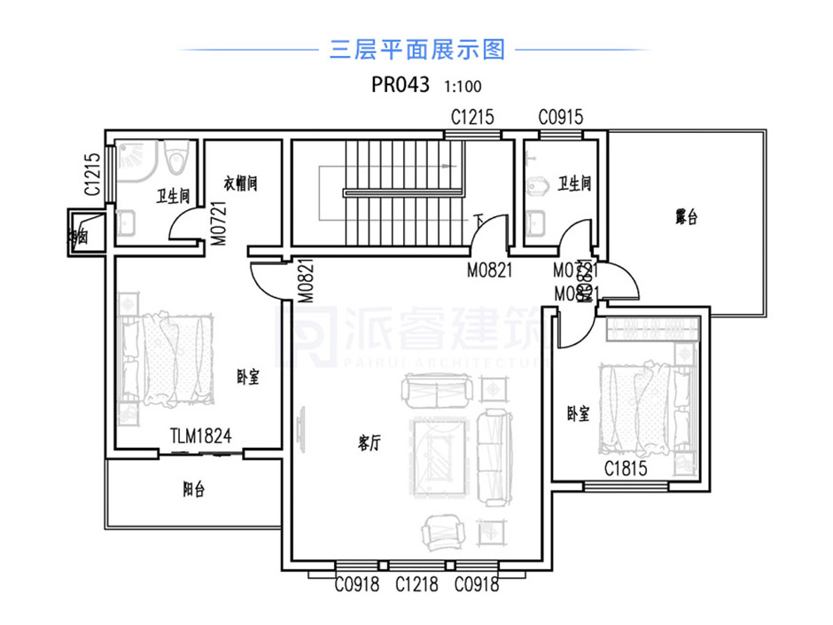 PR043 漂亮的三层复式别墅设计全套图纸