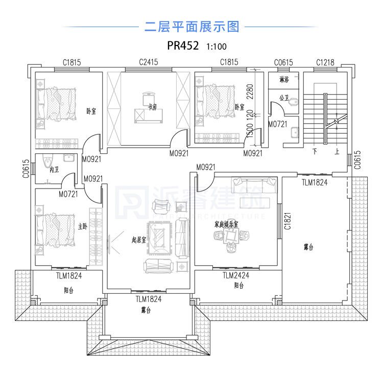 PR452 农村二层新中式大气美观别墅设计全套设计，施工图全套图纸-派睿建筑