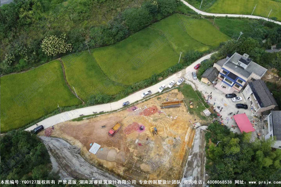 湖南-湘潭 最新款农村自建一层平房设计图带庭院-派睿建筑YQ0127