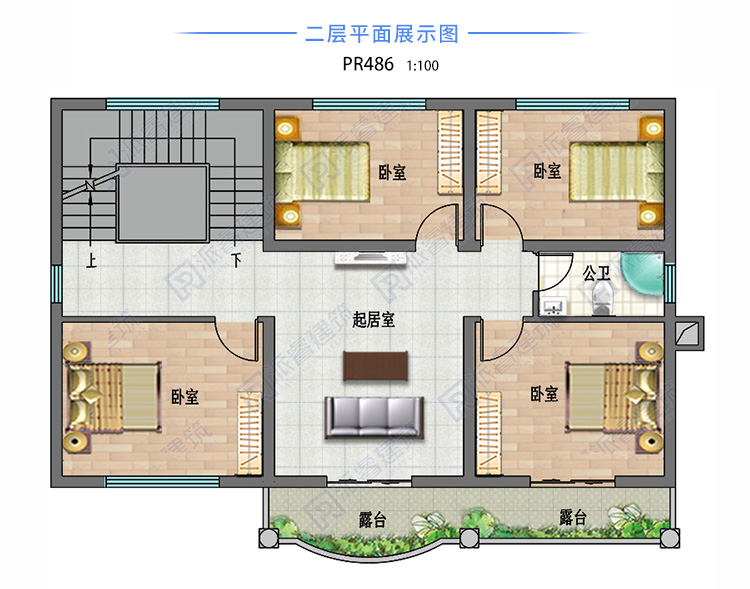 南方农村别墅图纸设计图二层,占地120平,经济实用造价低,带详细施工图-PR486