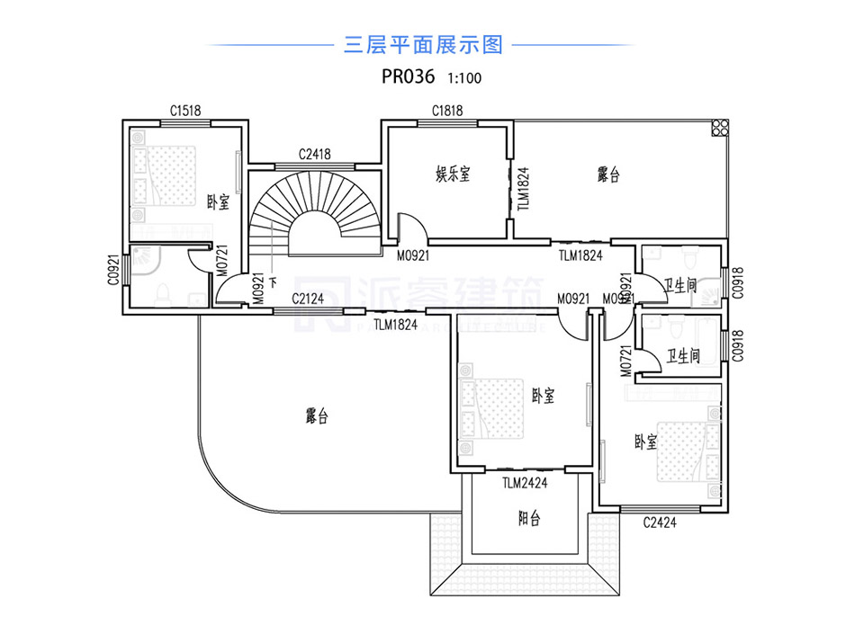 PR036 简单时尚三层复式别墅设计图纸