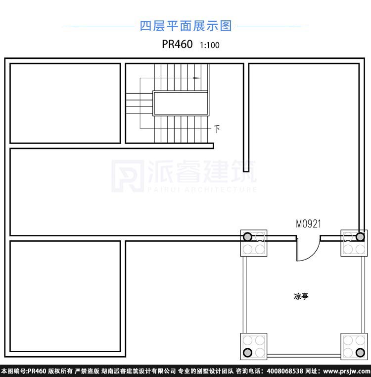 农村自建房三层半欧式别墅设计图纸带堂屋和3露台,邀好友赏田园景色-PR460