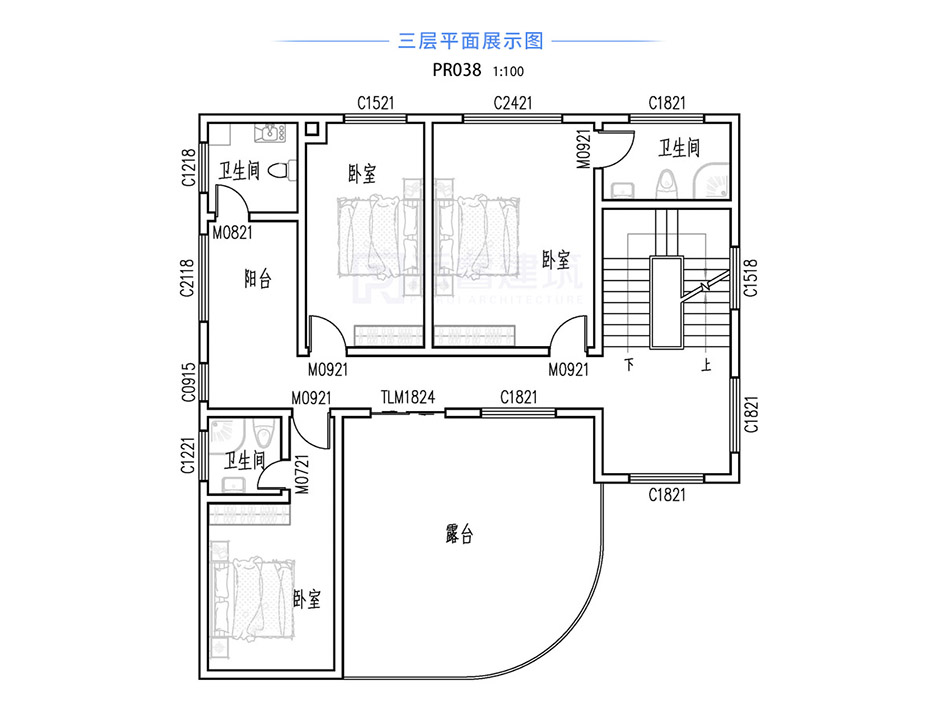 PR038 漂亮实用三层简欧小别墅带车库施工图纸