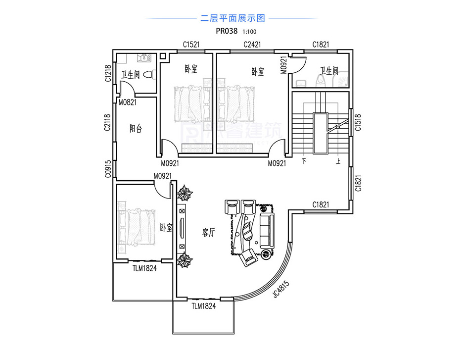 PR038 漂亮实用三层简欧小别墅带车库施工图纸
