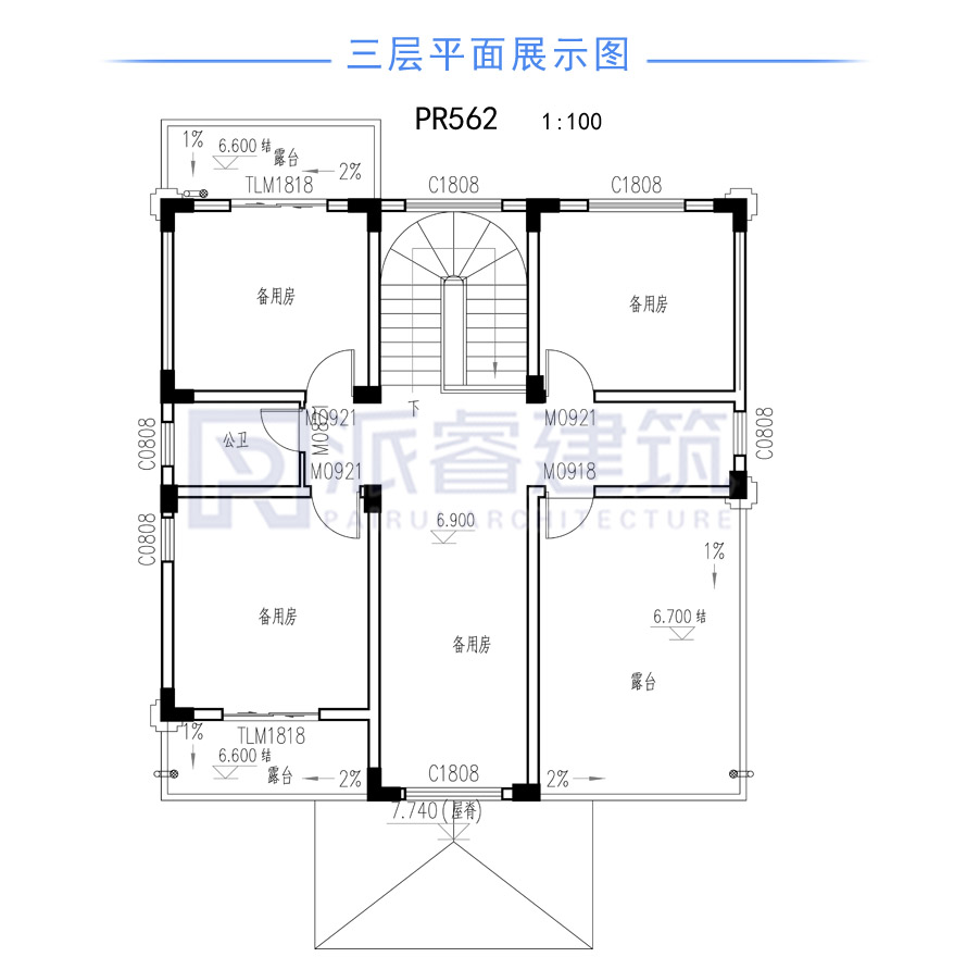 农村自建新中式别墅设计图纸及效果图大全,外观恢弘大气-派睿建筑 PR562