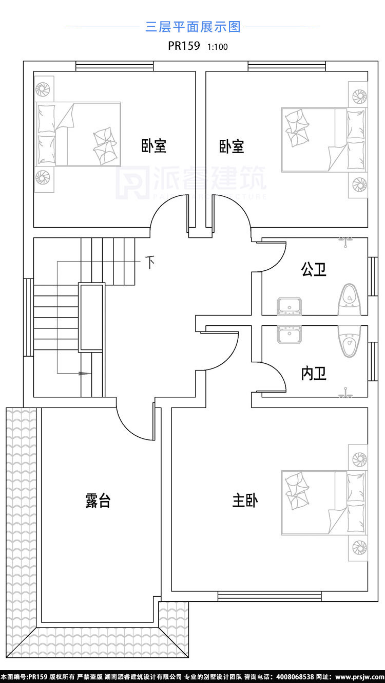 农村自建复式楼房设计效果图三层带露台,处处散发出明媚朝气之感-PR159