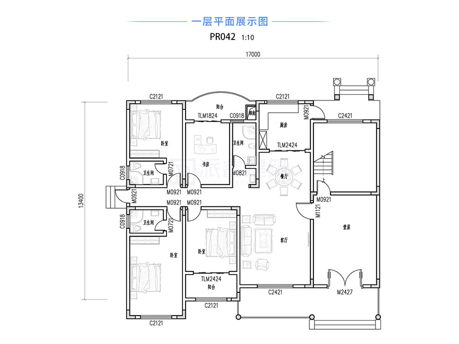 PR042 漂亮豪华的三层带露台欧式别墅图纸豪华欧式自建房
