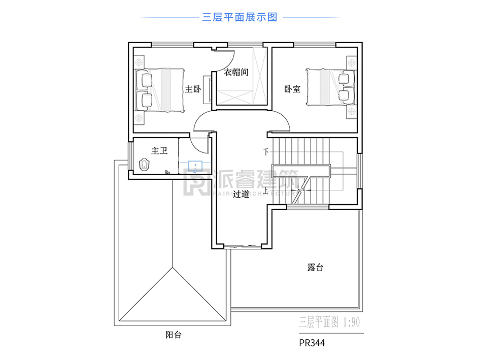 PR344 农村三层简欧风格别墅全套施工图纸_豪华别墅,新农村别墅,农村自建房设计,派睿建筑
