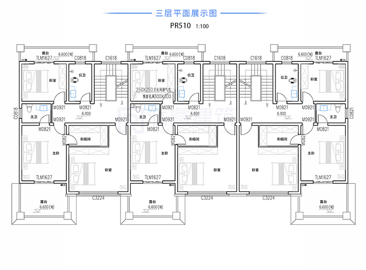农村三拼别墅自建房设计图pr510(4).jpg