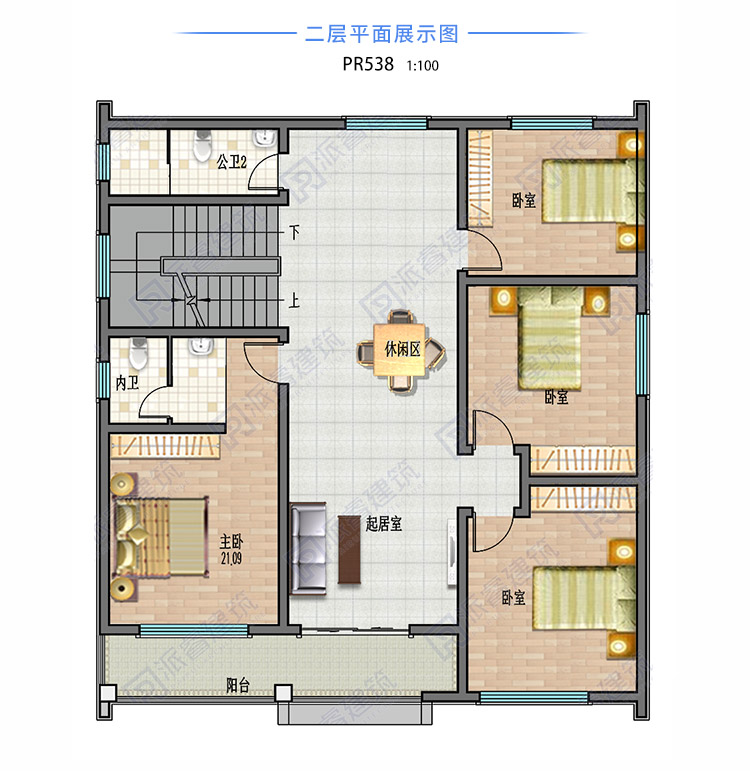 农村自建徽派建筑别墅设计效果图二层,带马头墙的中式房子外观图片-PR538