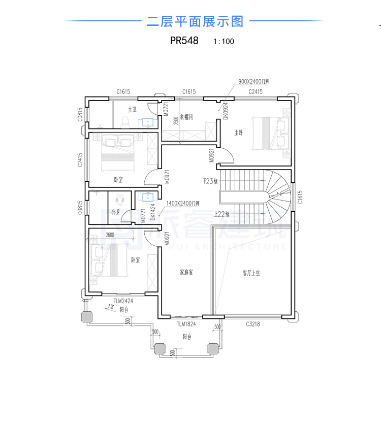 150平方农村新中式三层独栋别墅设计图纸,三开间复式住宅,古朴典雅-派睿建筑 PR548