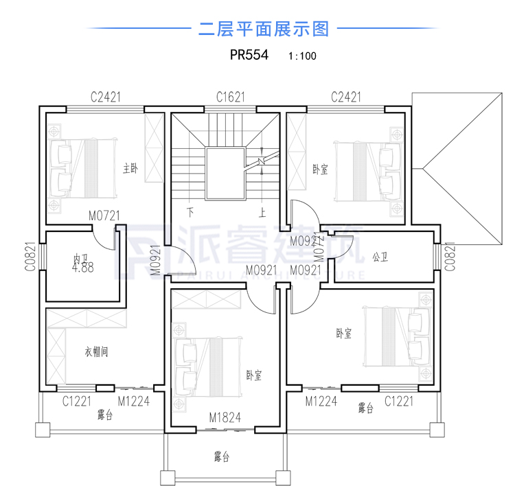 140平农村二层自建小别墅设计图纸及外观效果图,精致法式风格,舒适格局-PR554