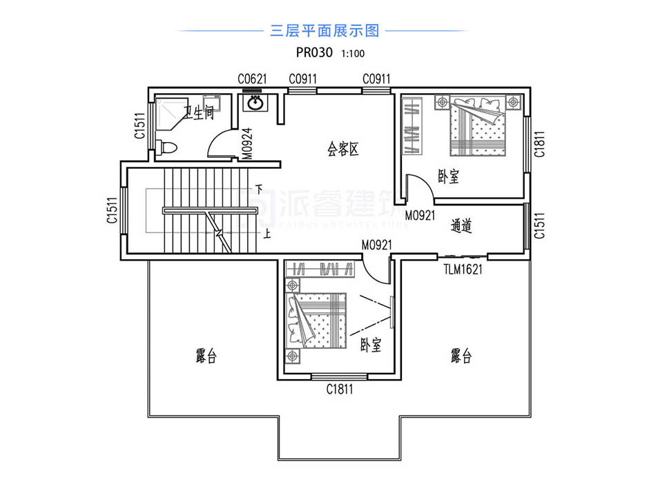 PR030 农村三层带露台别墅设计全套图纸