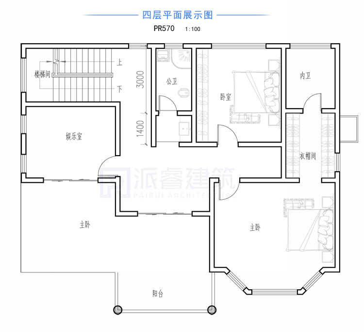农村四层豪华复式别墅设计图纸及效果图PR570四层平面.jpg