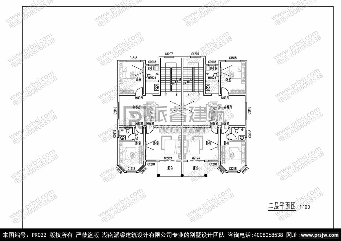 美式风格双拼别墅设计图pr022(3).jpg