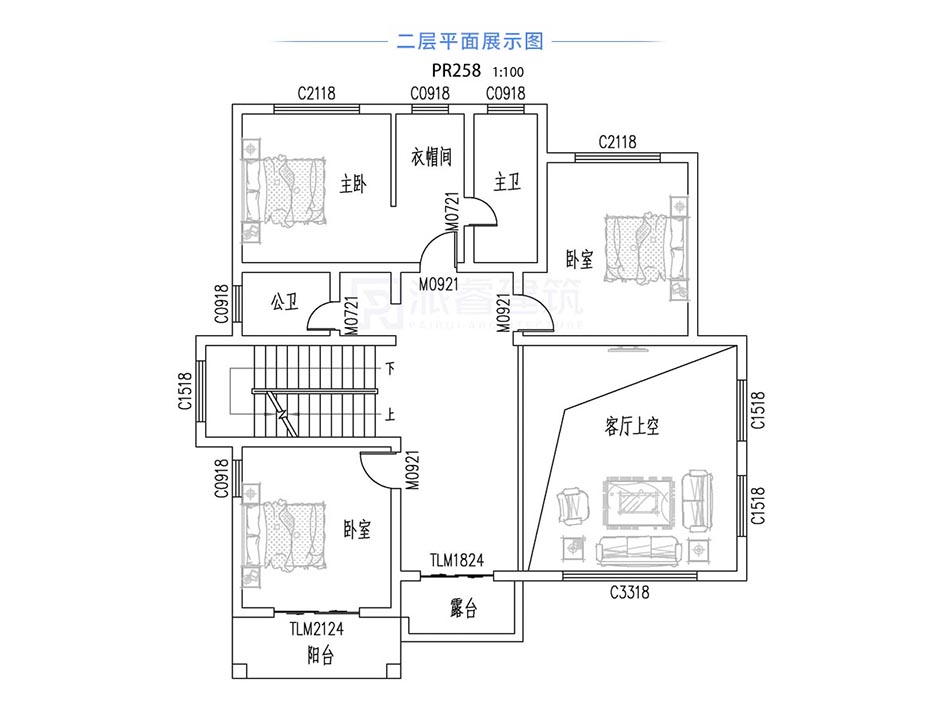 PR259 农村三层带复式客厅简欧别墅全套图纸_豪华别墅,新农村别墅,农村自建房设计,派睿建筑