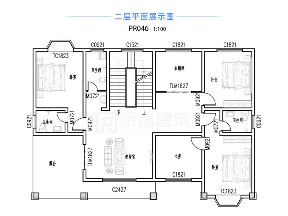 PR046 大气三层复式客厅别墅设计图纸及效果图