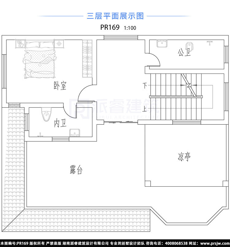 乡村自建房设计图三层,带复式客厅和大露台,一切布局都刚刚好-PR169