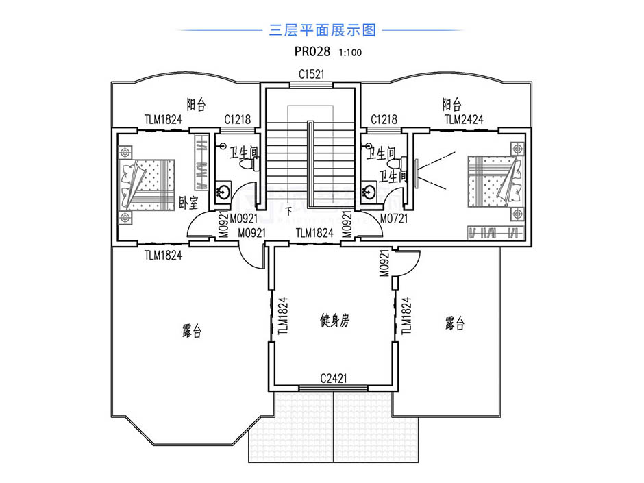 PR028 大气豪华的三层欧式别墅设计施工图纸