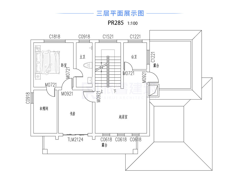 PR285 农村三层复式客厅错层别墅全套图纸_豪华别墅,新农村别墅,农村自建房设计,派睿建筑