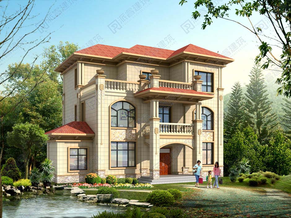 PR332 农村三层带堂屋神龛别墅全套图纸_豪华别墅,新农村别墅,农村自建房设计,派睿建筑