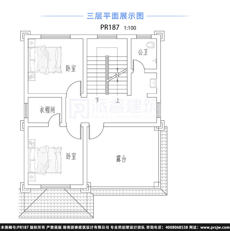 占地100平农村自建房屋设计图纸整套施工图,美式田园风格带堂屋,侧边带厨房-PR187