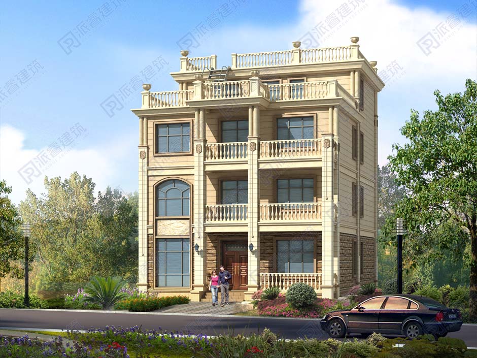PR479 豪华欧式新农村自建房小洋楼别墅设计四层半房屋施工图,农村自建房设计图
