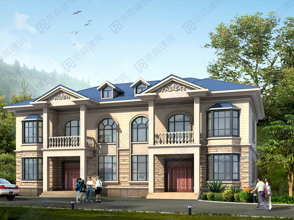 农村自建双拼别墅图纸共用楼梯,好兄弟一起建这户型关系更好-PR459
