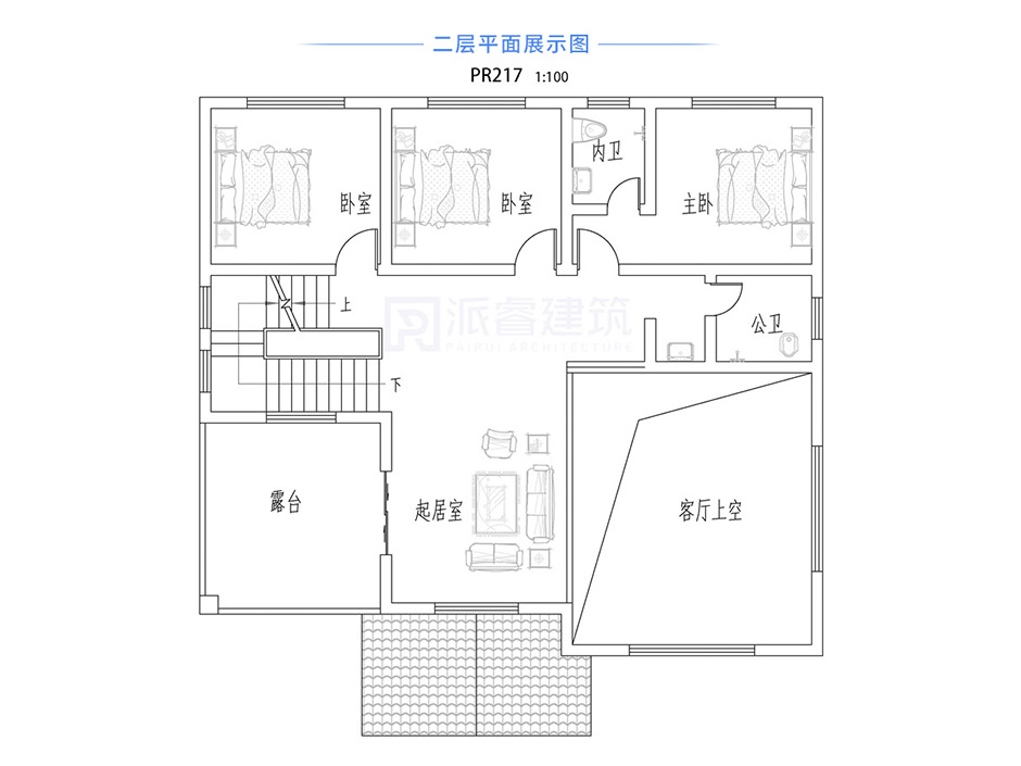 PR217 农村带堂屋带复式客厅简欧别墅全套图纸_豪华别墅,新农村别墅,农村自建房设计,派睿建筑