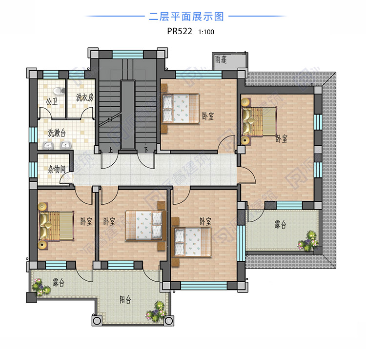 农村自建三层豪华欧式别墅设计图带车库和露台,大气的会客空间,处处观美景-PR522