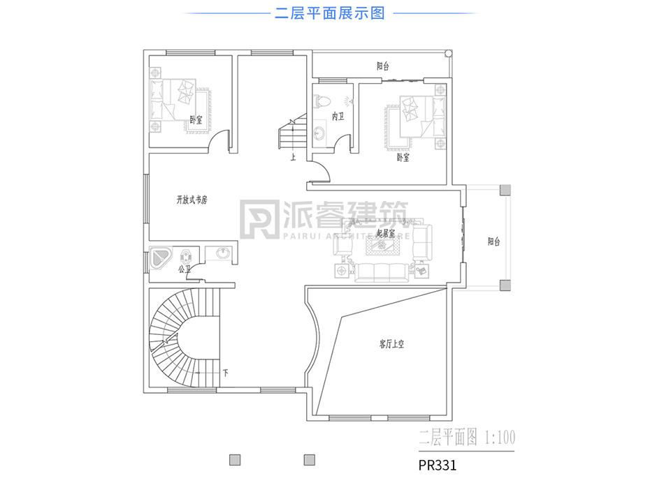 PR331 农村三层复式客厅别墅全套图纸_超豪华别墅,新农村别墅,农村自建房设计,派睿建筑