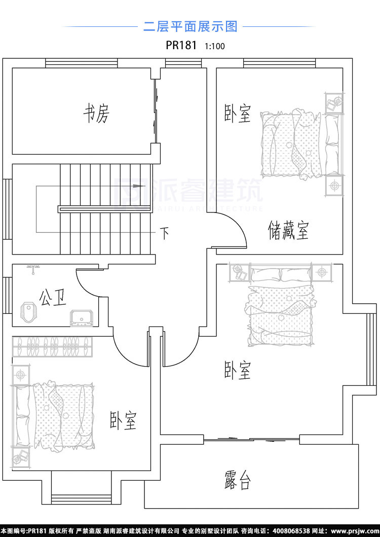 100平农村自建房设计效果图二层,这样的户型舒适性更高-PR181