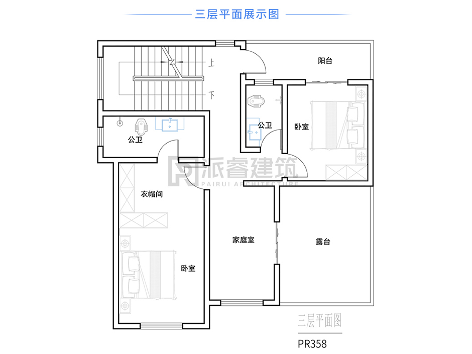 PR358-100平三层房子建筑设计图纸|农村自建三层欧式别墅-派睿建筑
