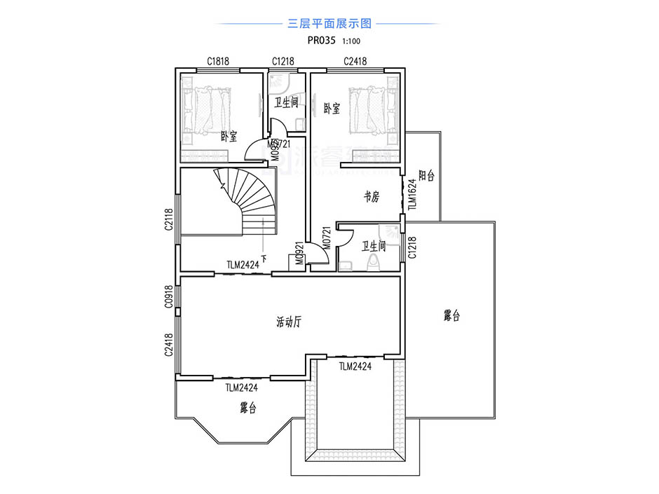 PR035 漂亮的三层欧式小别墅带车库设计图纸