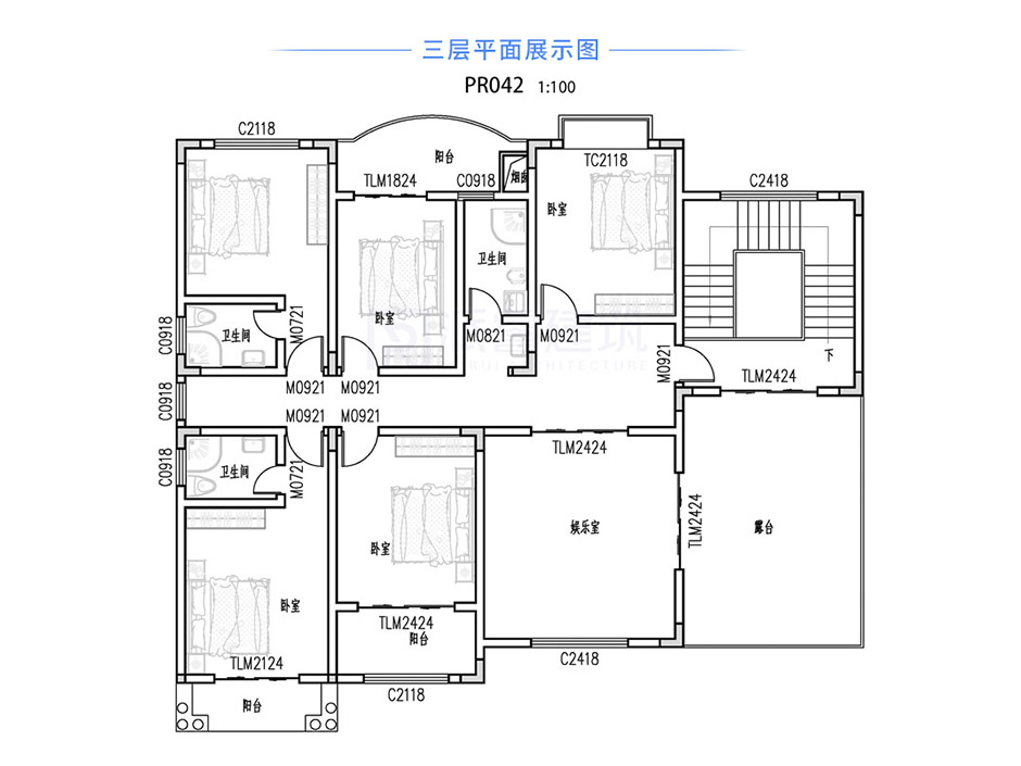 PR042 漂亮豪华的三层带露台欧式别墅图纸豪华欧式自建房