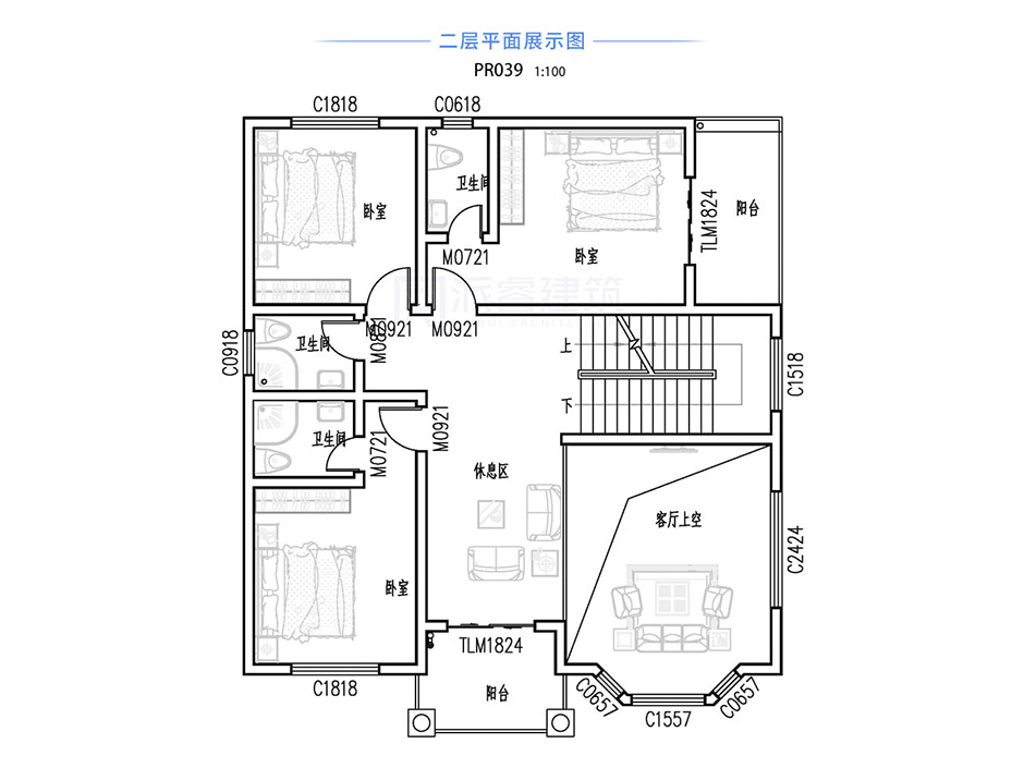 PR039 框架结构三层带露台别墅设计图纸及效果图