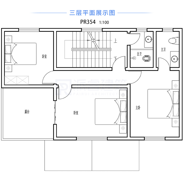 PR354 农村三层豪华带大露台欧式别墅全套图纸_豪华别墅,新农村别墅,农村自建房设计,派睿建筑