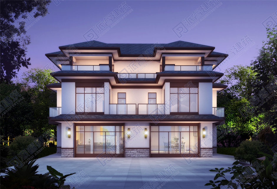 湖南岳阳 刘宅-270平三层现代农村新中式独栋别墅设计效果图,通透明亮