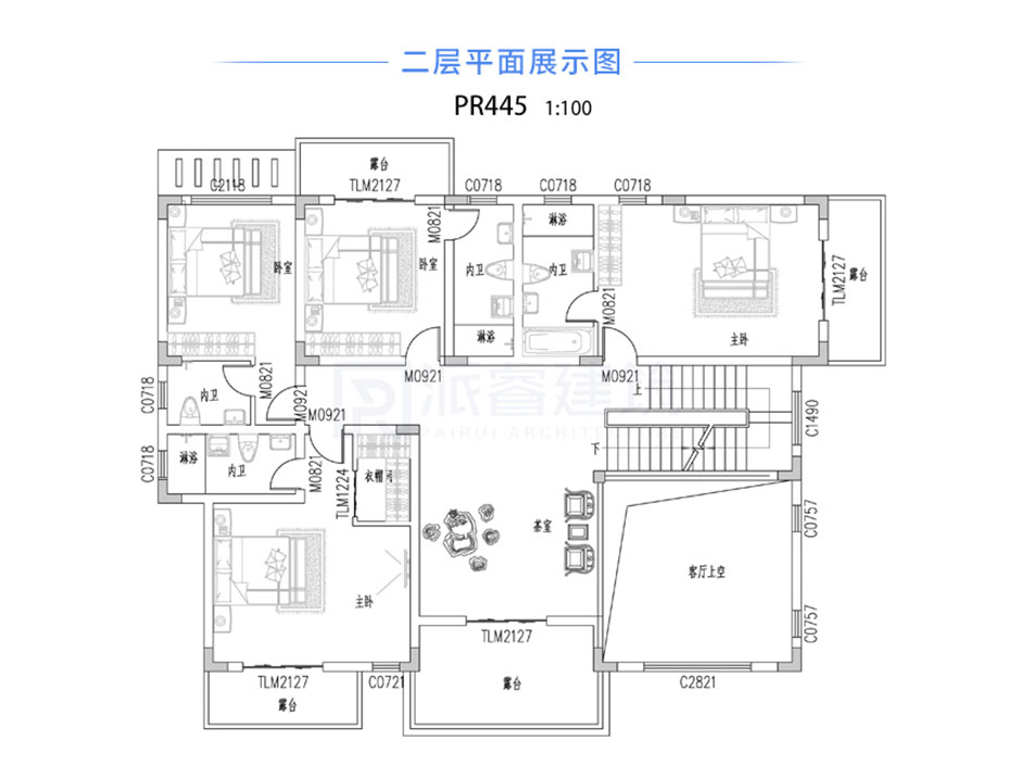 农村自建三层别墅设计图纸及效果图-复式挑空带堂屋和柴火灶,适合三代人同住-PR445