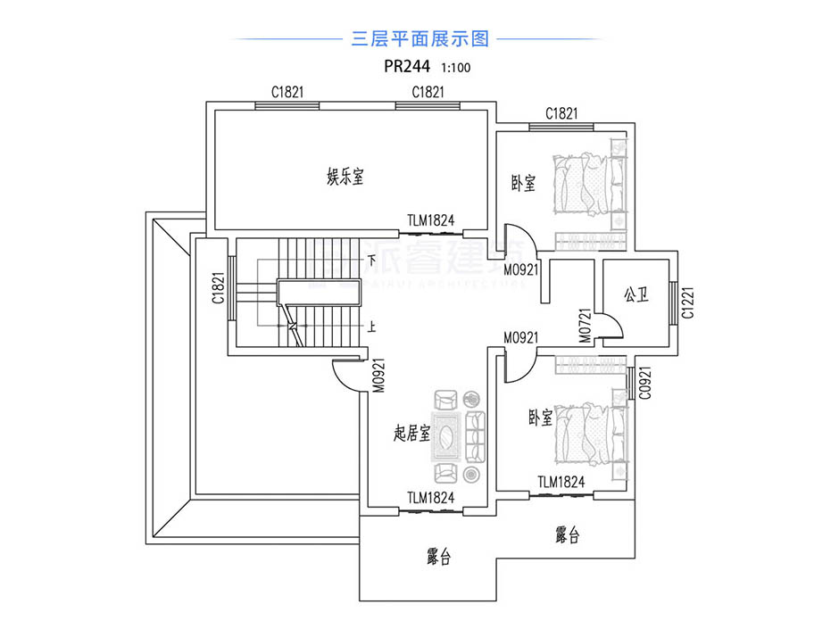PR244 农村三层带大露台欧式别墅全套图纸_豪华别墅,新农村别墅,农村自建房设计,派睿建筑