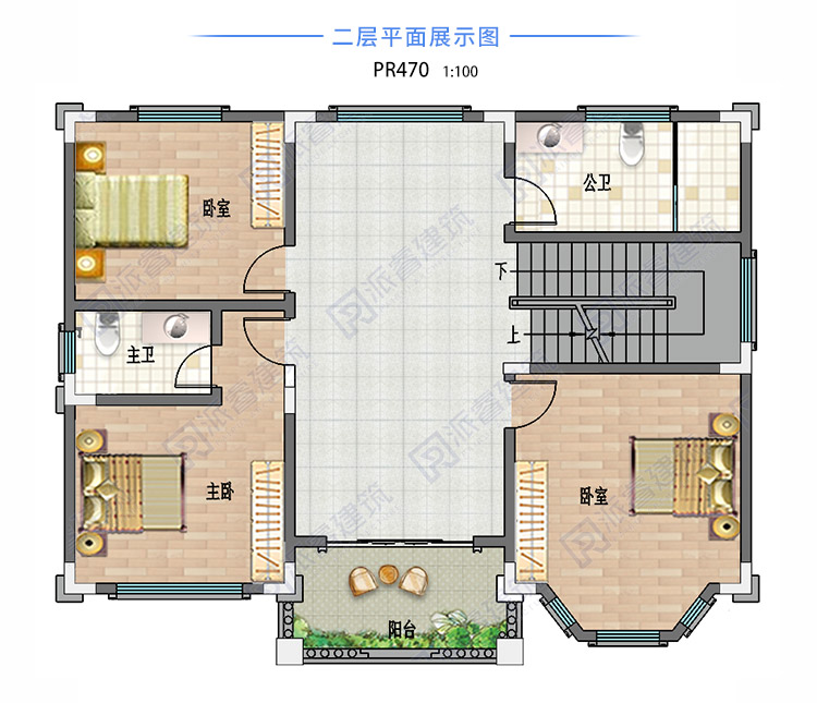 120平农村自建房设计图三层欧式独栋别墅,三面采光带大露台,可三代人同住-PR470