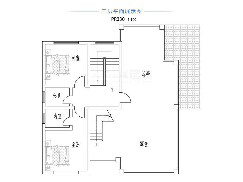 PR230 农村三层复式客厅带错层大露台简欧别墅全套图纸_豪华别墅,新农村别墅,农村自建房设计,派睿建筑