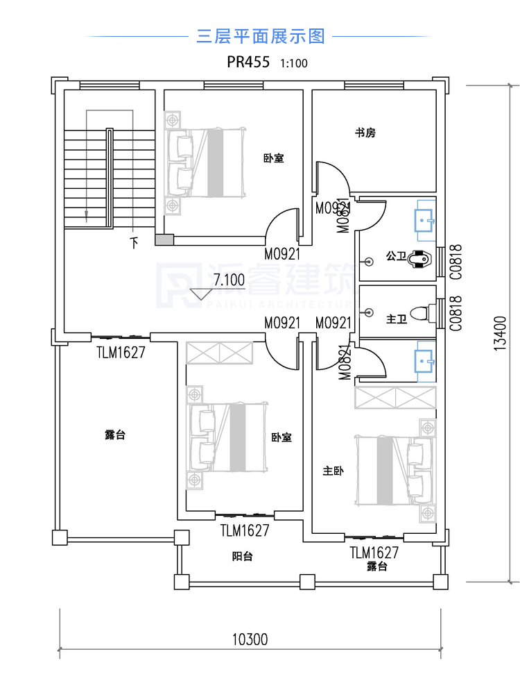 PR455 农村豪华欧式复式客厅别墅全套图纸_豪华别墅,新农村别墅,农村自建房设计,派睿建筑