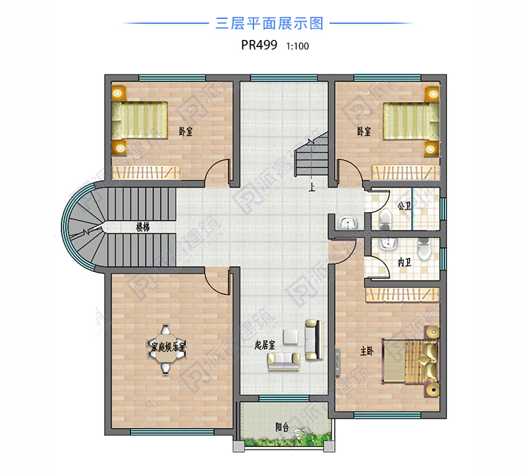农村现代风格平顶别墅设计图及效果图,155平复式带屋顶花园,追求时尚自由-PR499