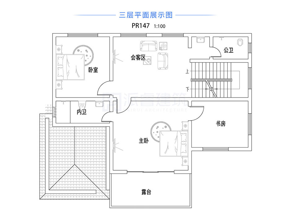 PR147 农村三层复式客厅别墅全套图纸_别墅设计图纸,新农村别墅,农村自建房设计,派睿建筑