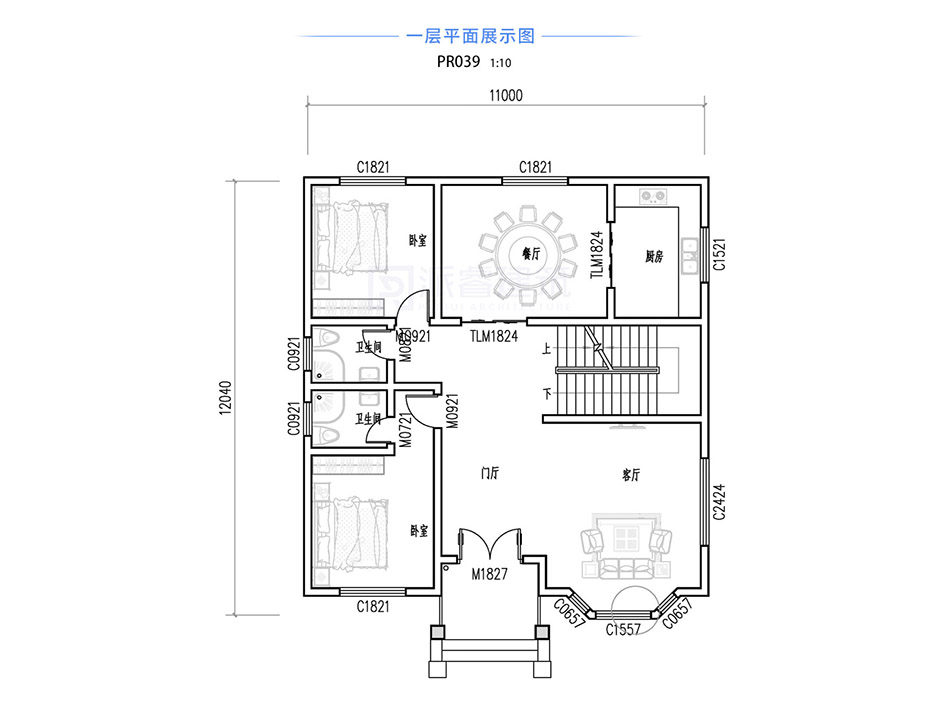 PR039 框架结构三层带露台别墅设计图纸及效果图