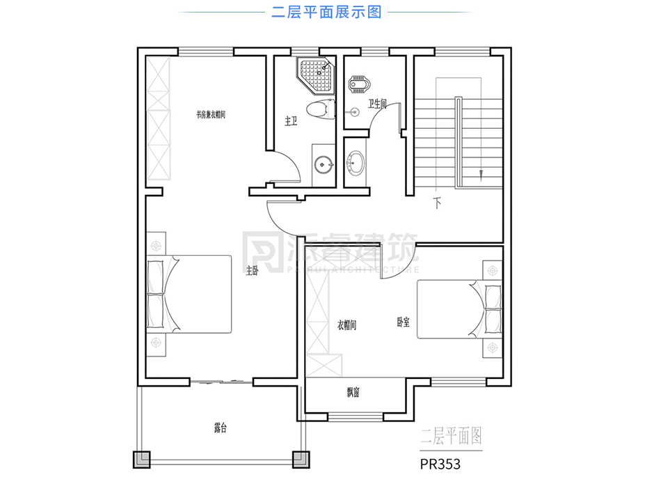 PR353 精致农村二层豪华小别墅带阁楼露台全套效果图-派睿建筑